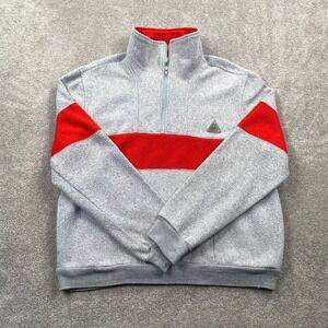 Pacific Trail Mens XL Quarter Zip Fleece Pullover Grey Red Colorblock Logo Patch